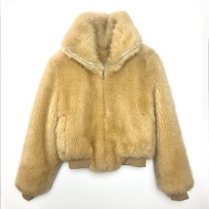Oversized faux fur bomber jacket (S)